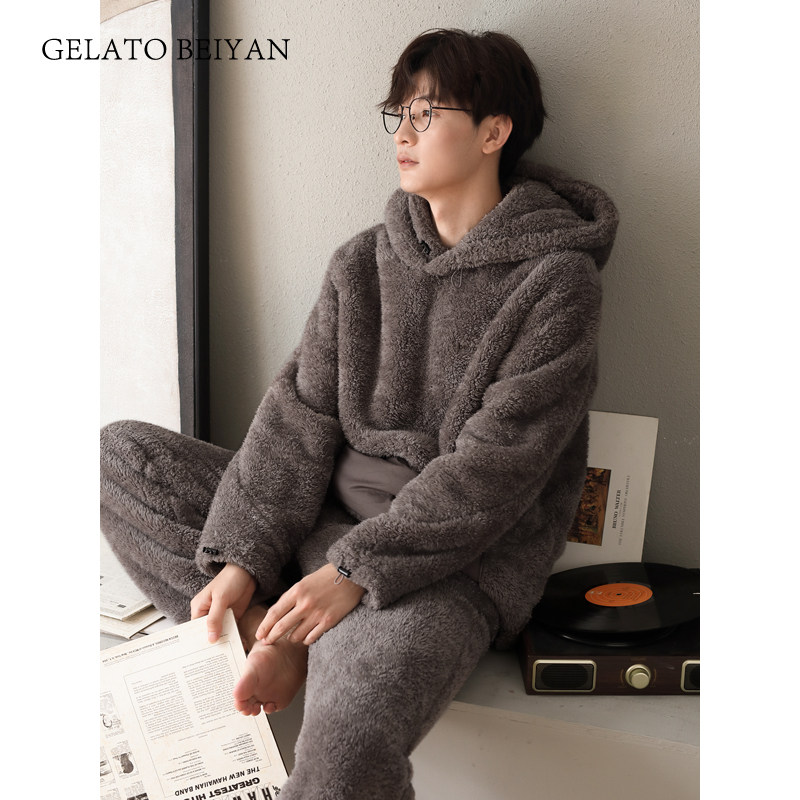 Beyen autumn coral velvet pajamas wear fashion sports suit youth large size plus heat home suit