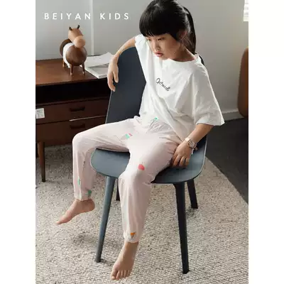 Beyan summer girls pajamas thin pajama pants comfortable modal anti mosquito pants bunched Feet Children air conditioning pants autumn