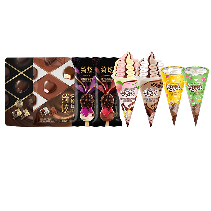 伊利冰淇淋炫玲珑*4+绮炫支棒*4+脆筒12