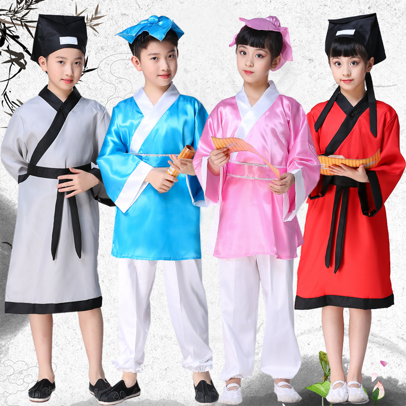 儿童古装汉服国学服装书童演出服三字经弟子规男童幼儿小学生表演
