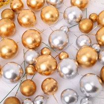 Golden Globe Silver Balls Birthday Cake Decoration Plugins Ins Lukewarm Wind Colored Balls Dress Mesh Red Dessert Baking Accessories
