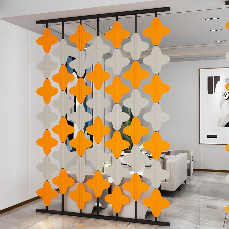 High-End Luxury Foyer Partition Decoration for Hotel, Club, Home Use, Rotating Blade Screen, Sales Office Saddle Leather Screen