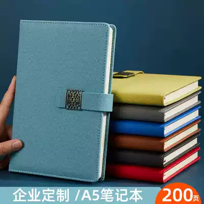 a5 Notebook super thick business retro simple ins Wind college students with buckle diary thick notebook thick notepad window flower buckle office personnel work this meeting record book customized printable logo