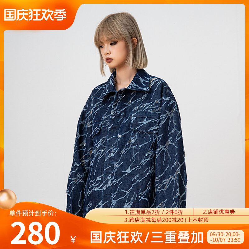 New factor 22SS new trendy brand camouflage hollow translucent lapel jacket street hip-hop casual jacket for men and women