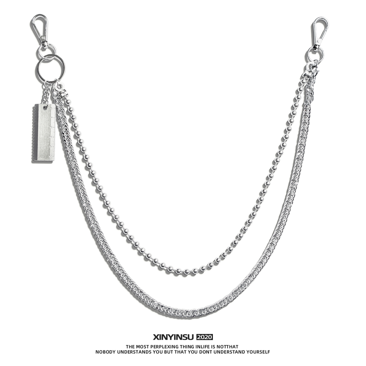 XINYINSU New Factor Hip Hop Fashion Pants Chain Detachable Hanging Chain Metal Tide People Waist Chain Accessories Spicy Girl Chain 