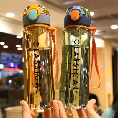 Large capacity portable plastic water Cup outdoor fitness sports with filter simple kettle student Cup male Lady