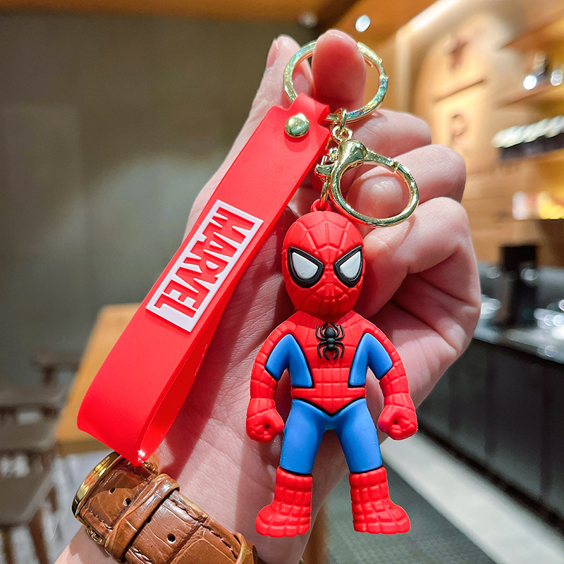 Marvel Spider-Man Doll Pendant Simple Cartoon Pvc Keychain Boy's Car Key Chain Creative Small Gift