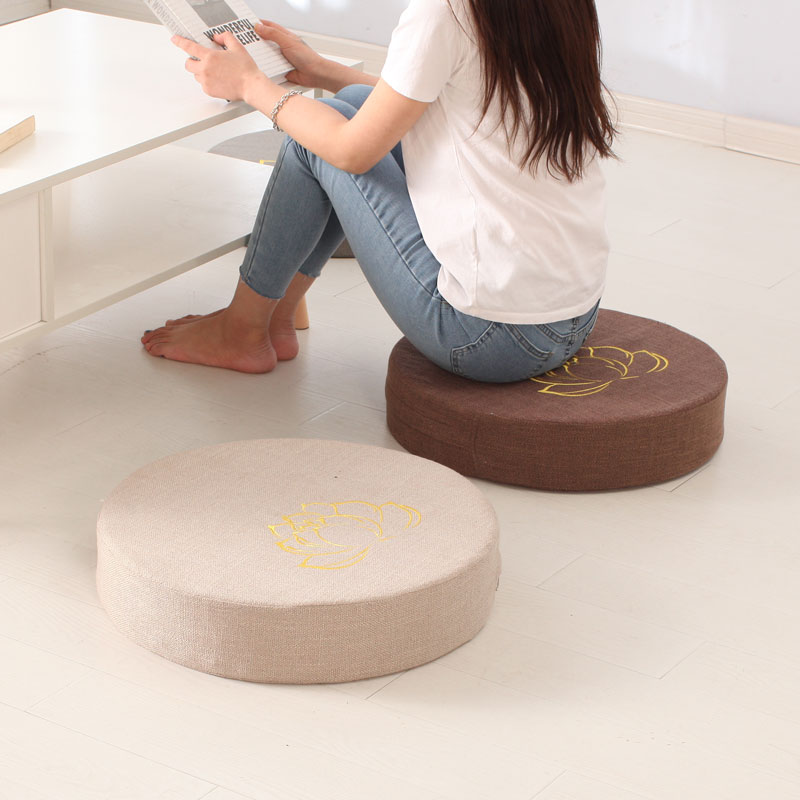 Linen bushel cushion cloth art round thickened tatami balcony floating windows can be torn down to cushion the cushion Zen meditation Buddha cushion
