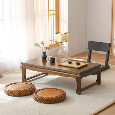 Balcony window small coffee table Kang table solid wood Zen household platform Japanese tatami small low Table Coffee Table Customization