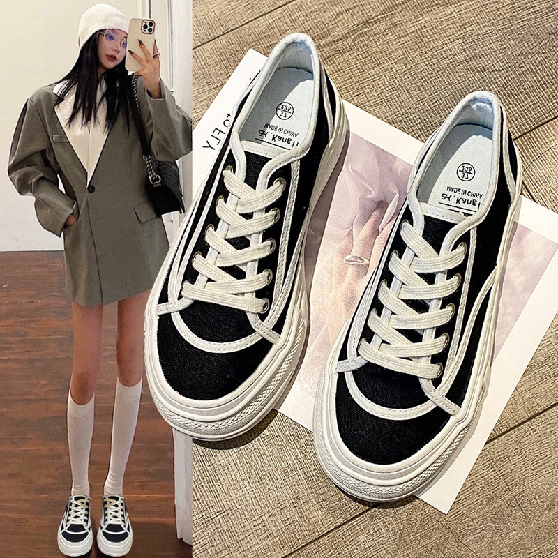 Xiaoxiangfeng women's shoes summer 2022 new thin plate shoes casual thick-soled dissolving shoes small white canvas shoes women's autumn