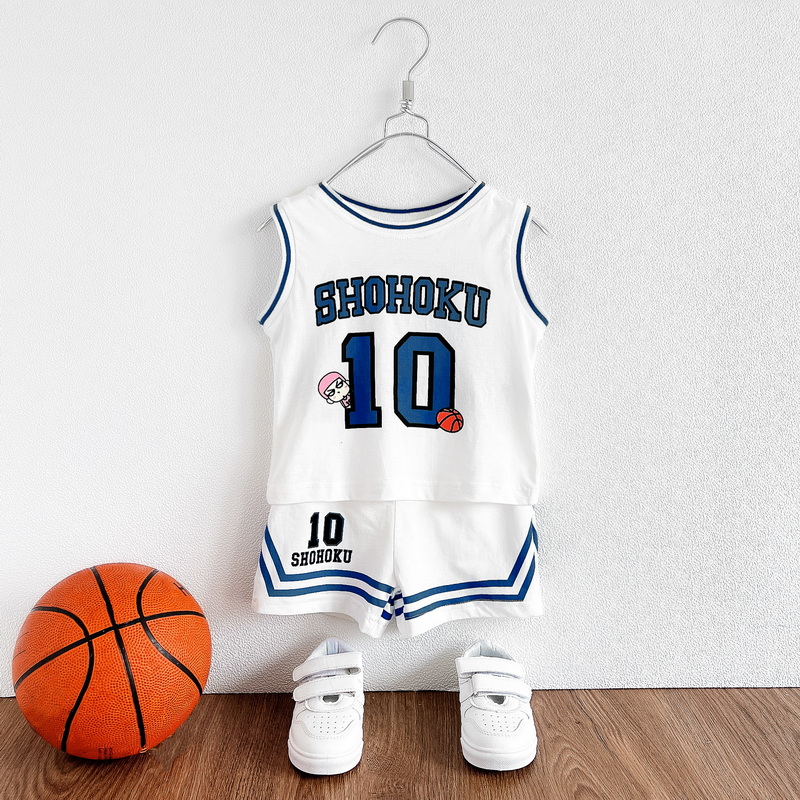 Boy Summer Clothing Suit Baby Foreign Pie Sleeveless Vest Shorts Children Basketball Suits Sports Training Team Wear Thin Tide