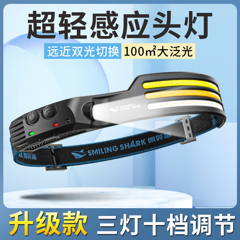 2025新款头灯强光超亮充电户外矿灯钓鱼专用夜钓头戴式手电筒感应