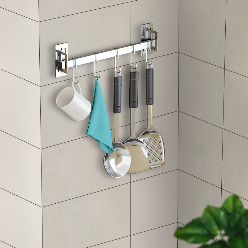 Wall-mounted hook shelve free of punch and waterproof 304 stainless steel home kitchen powerful adhesive wall-style hanging