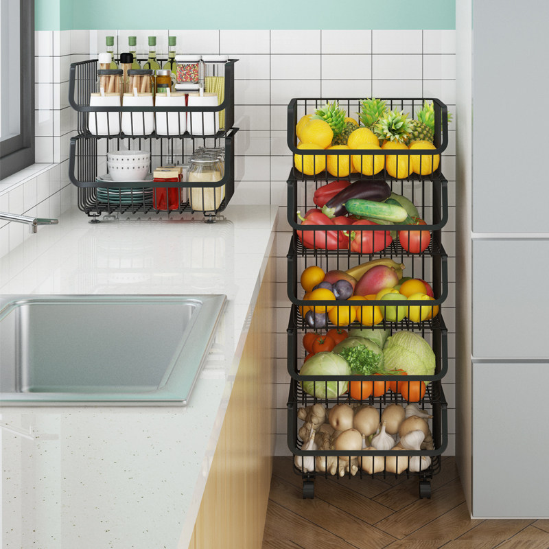 Kitchen shelving ground floor multilayer Vegetable Containing shelf Vegetable Racks Multifunction Home Fruits Vegetable containing baskets
