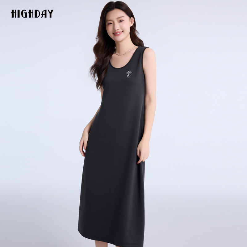 Highday Xuanri Sleeveless Dress 2025 New Style Women's Spring Elegant Slimming Mid-Length Vest Dress