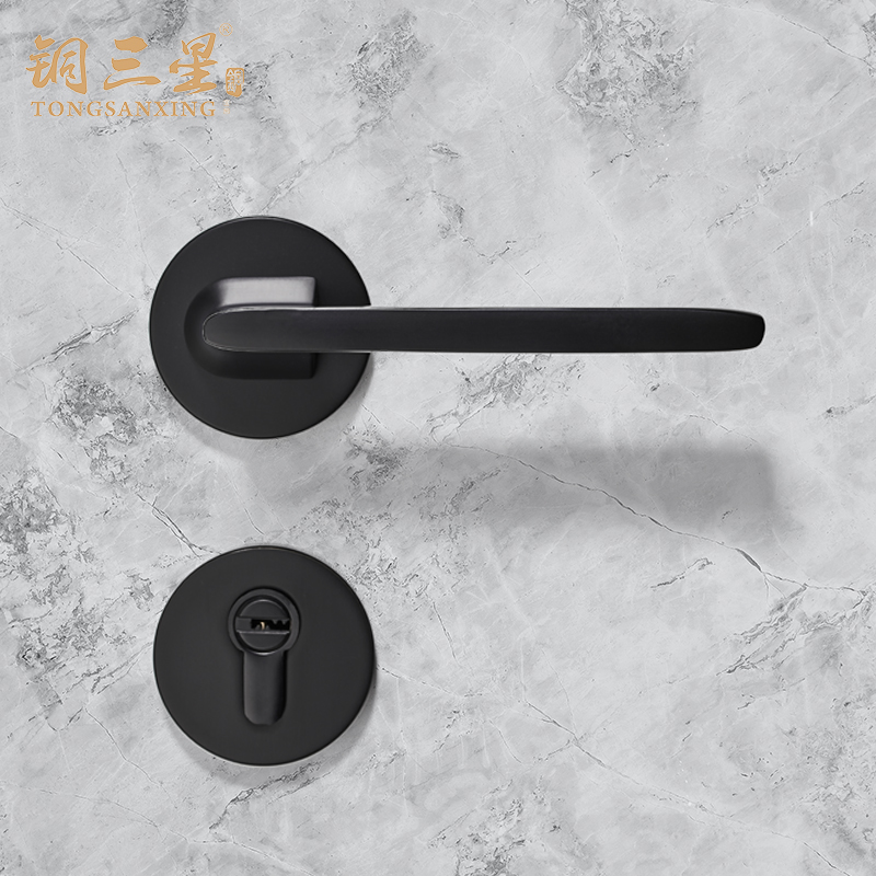 Zhang's hardware simple indoor home pure copper door lock modern golden universal with key white wooden door lock