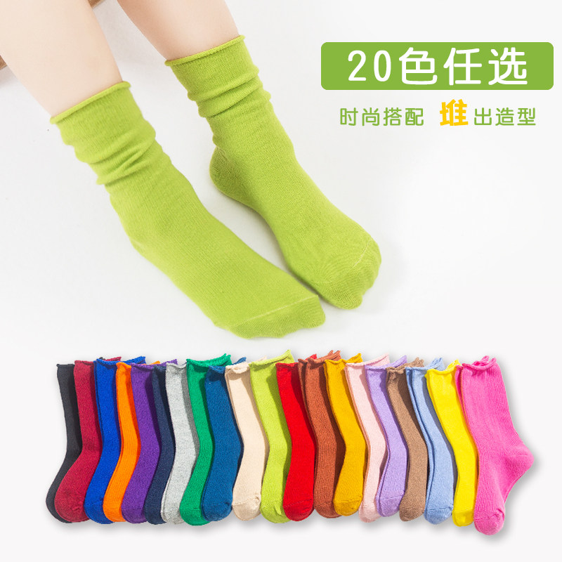 Children Socks Thin foam Sox Summer Chaodins Spring autumn season Girls male summer candy Color Chaoty version Baby midbarrel socks