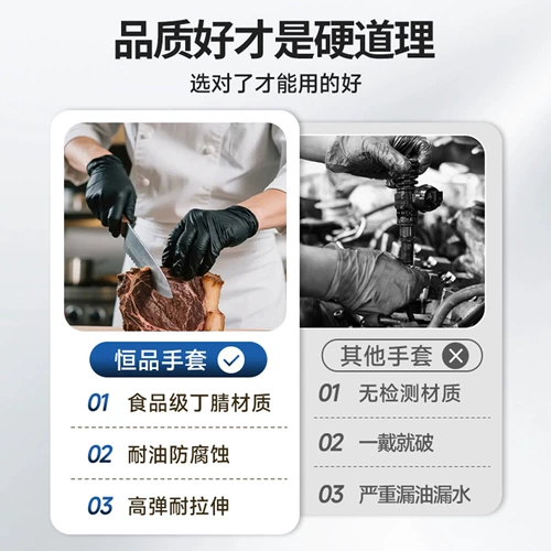 Одноразовые перчатки пищевого качества, черные, нитриловые, латексные, утолщенные, прочные, для общественного питания, для мытья посуды, кухни, водонепроницаемые и маслостойкие