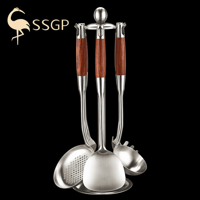 German SSGP Cookware Kit Group 304 Stainless Steel Cookware Five Pieces Kitchen Shovels Spoon Complete Pan Shovel Fried Vegetable Food