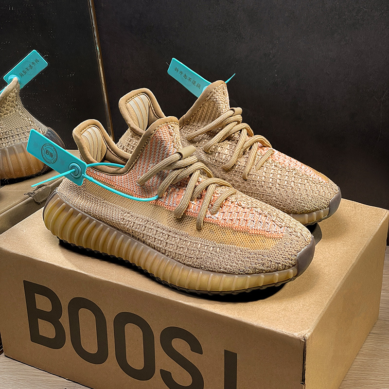 Yezi Yeezy Official Genuine Yeezy Shoes 350 Dirty Orange Real Popcorn Sole Putian Men's Sports Shoes for Women