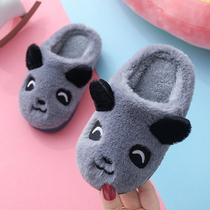 Children's cotton slippers bag with cute cartoon small medium and large children boys and girls baby cotton shoes indoor home non-slip winter