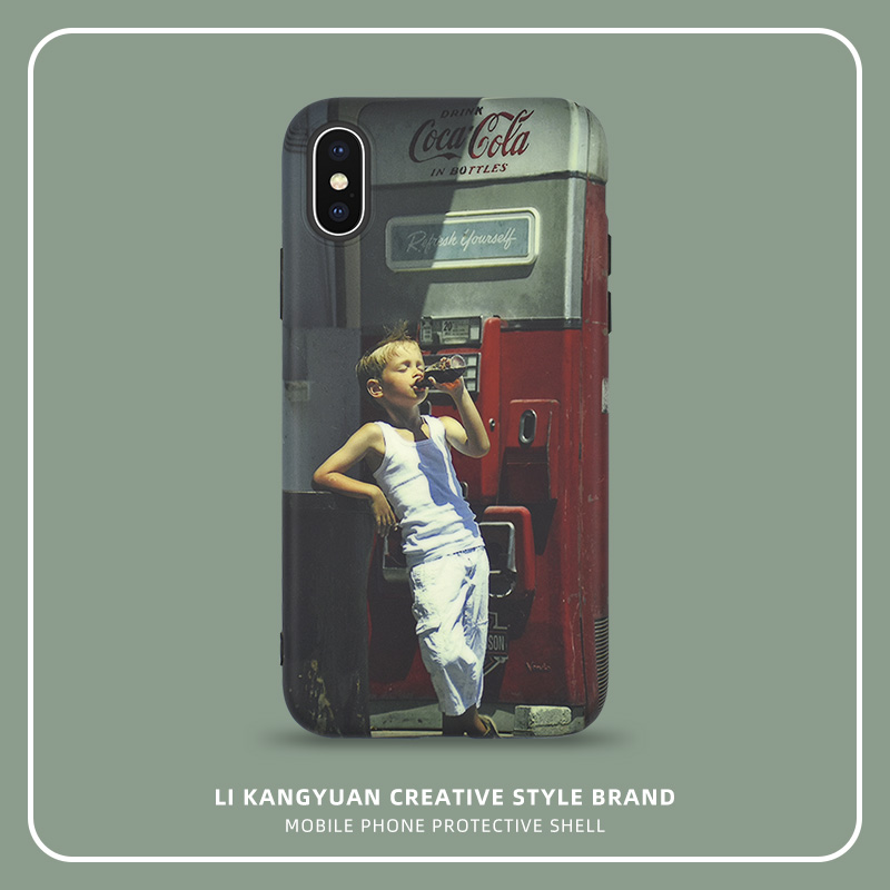 Retro 12 Apple x mobile phone protective shell 11 European and American 8plus lukewarm wind 12pro tide cards xr soft shell 8p creativity 7 literature and art ins xsmax silica gel