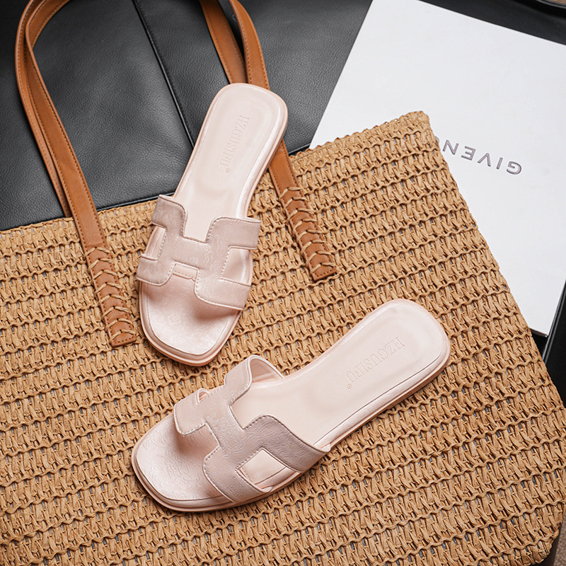 Suitable for Those Who Like Hermès X Zhanma Collaboration Slippers for Women, New 2026 Summer Flat Slide Sandals
