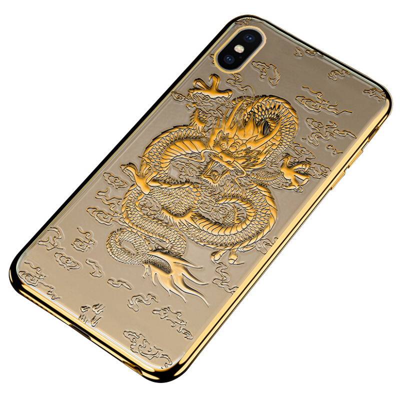 伍十五苹果x手机壳浮雕iphone中国龙xsmax高端8防摔xr男款6s/7plus国潮中国风iphone8x硅胶全包8plus透明软壳