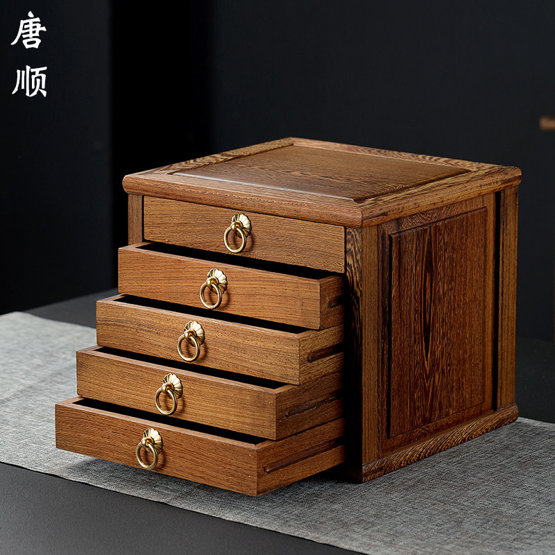 Pu'er tea box solid wood chicken wing wood multi-layer drawer tea cake storage box tea evaluation tea tray Kung Fu tea set accessories