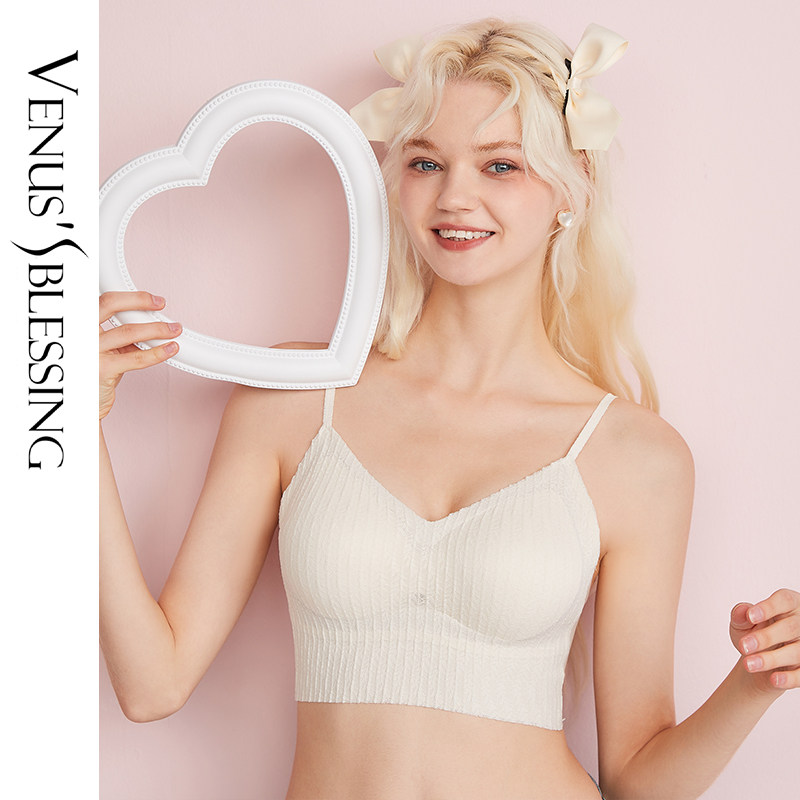 Venus blessing beautiful back sling inner vest style underwear women's small chest gathered summer thin section seamless bra
