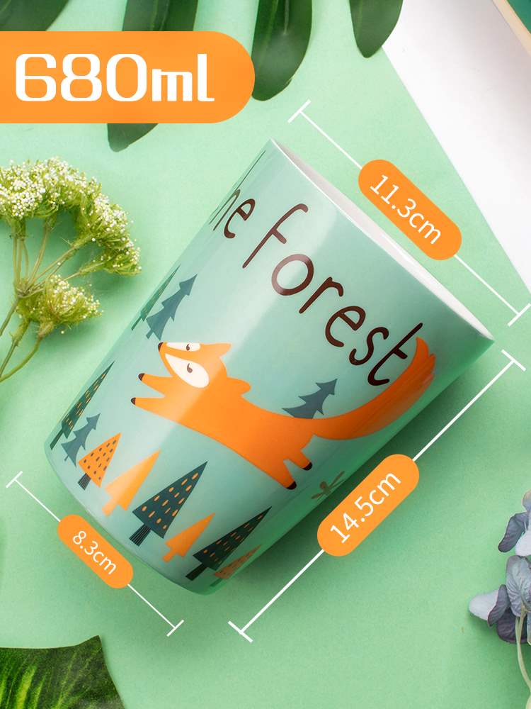 Ins wind express girl han edition web celebrity glass ceramic cup with straw cup tea big capacity of the National People 's meets