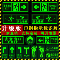 Safety exit sign sticker Fire sign Floor sticker Wall sticker Non-luminous self-fluorescent warning Emergency channel evacuation Be careful of steps to slide stairs prompt escape sign warning sign