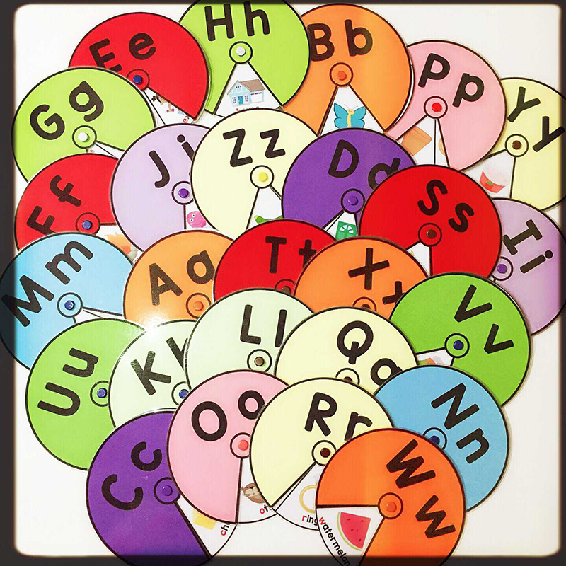 26 Letter Tone Single Word Learning Card High Frequency Word Game Turntable Teacher Teaching Aids Kindergarten Classroom Decoration A3