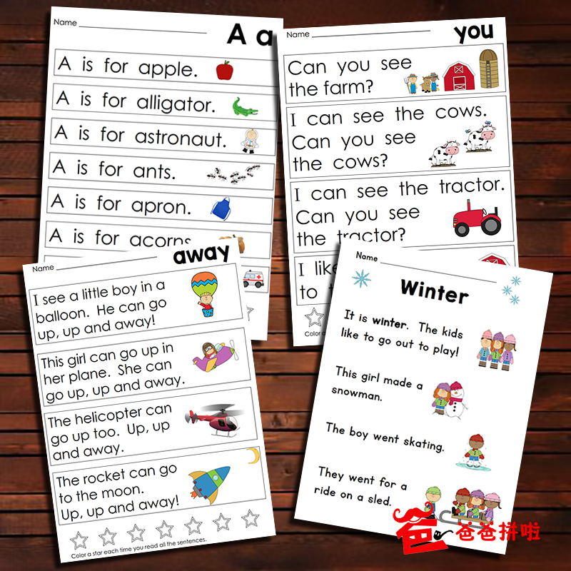 English Reading Sentence Practice 26 Letters High Frequency Word Reading Workbook Four Seasons Short Essay Catchy Exercises