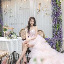 Photo studio wedding theme clothing dress Couple street shooting Princess birthday dress Travel shooting wedding Guan Xiaotong color yarn wedding