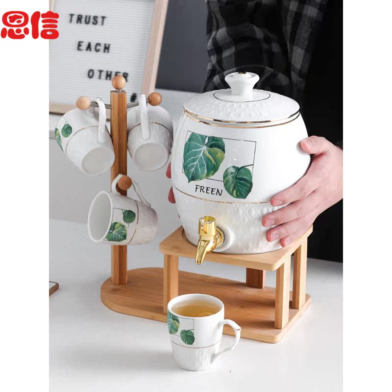 Cold water mass household water high temperature resistant lemon Cold boiled water kettle water ceramic suit with the tap