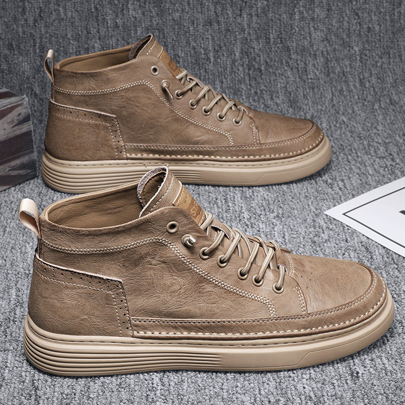 Martin boots man 2022 spring men's shoes 100 hitch high cylinder shoes Korean version trendy middle tube shoes men casual leather shoes