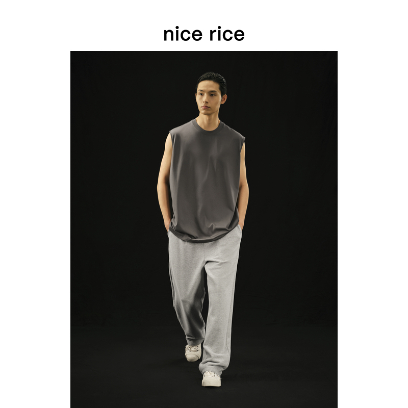 Nice Rice Good Food R. Series 350g All-Cotton Brushed Drawstring Loose Casual Straight-Leg Sweatpants Ngc12078