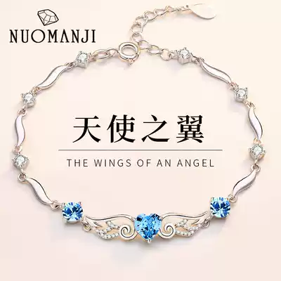 Norman Ji Sterling Silver Angel Wings Hands Female Korean Fashion Swarlow Bracelet Gift for Girlfriend Gift