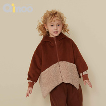 Qimoo Kids Coat Autumn Winter New Women Casual Fashion Retro Hooded Loose Pullover Sweatshirt Coat