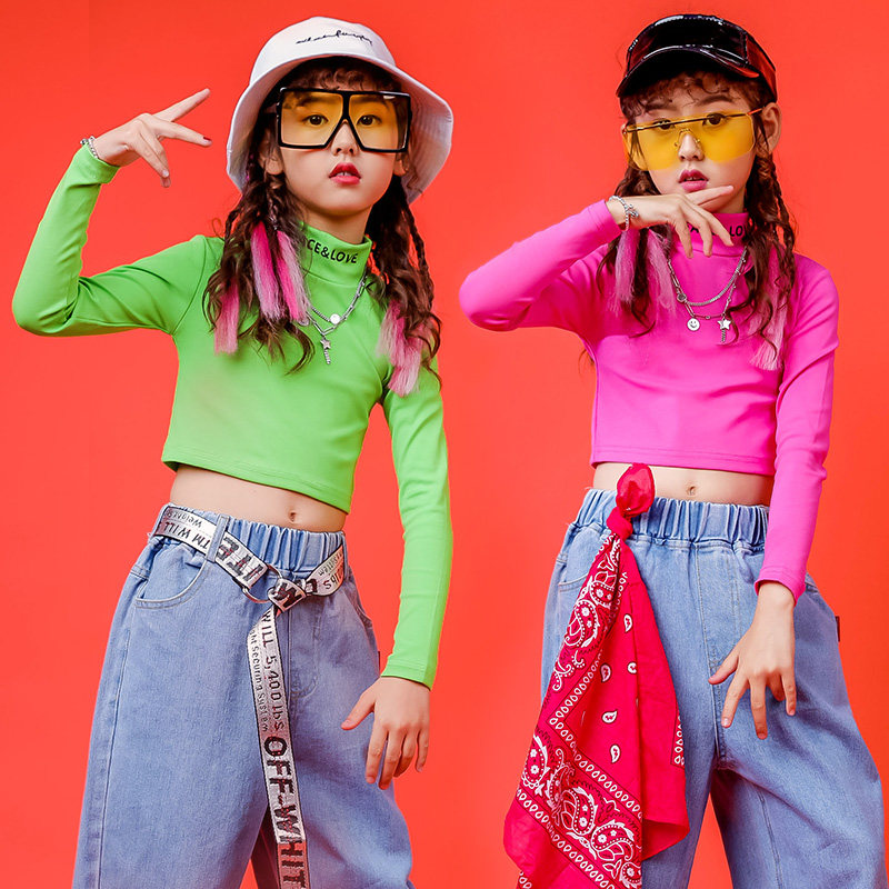 Girls jazz dance clothing girl trend spring children hip-hop hip-hop suit trendy suit top fashion wide-leg pants