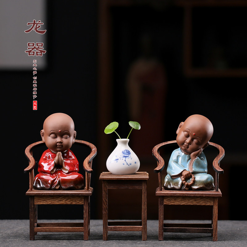 Creative Chinese small monk's home furnishing book room Living Room Personality Meditation Small Sandy Suit Adornment Craft Gift Hem