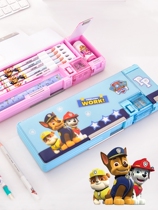 Del 70869 Wang Wang Wang team made great work stationery box girl boy Bikachu girl heart pen box children pencil box cartoon multi-layer multifunctional pen box pencil case