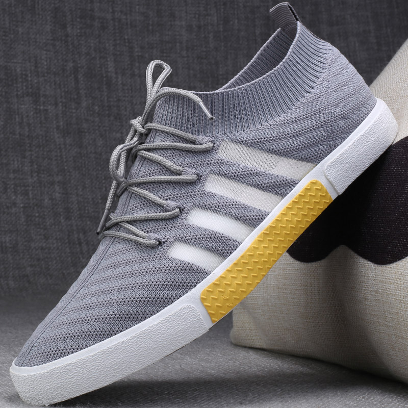 Men's shoes Summer 2022 new flying loom mesh surface breathable low Help lacing plate Shoe Korean version Trend 100 lap casual cloth shoes