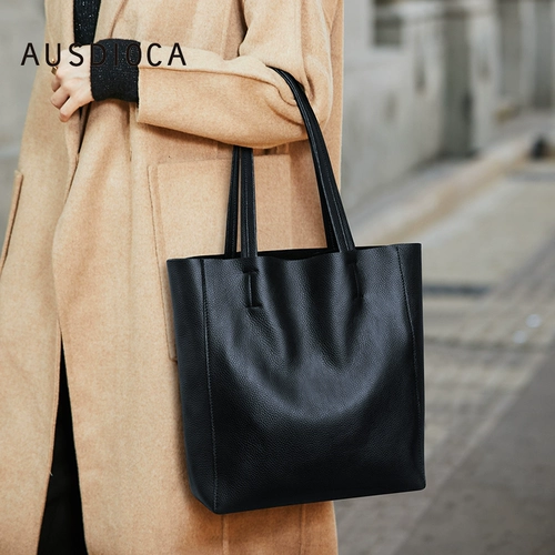 Вместительная и большая демисезонная модная сумка через плечо, сумка на одно плечо, из натуральной кожи