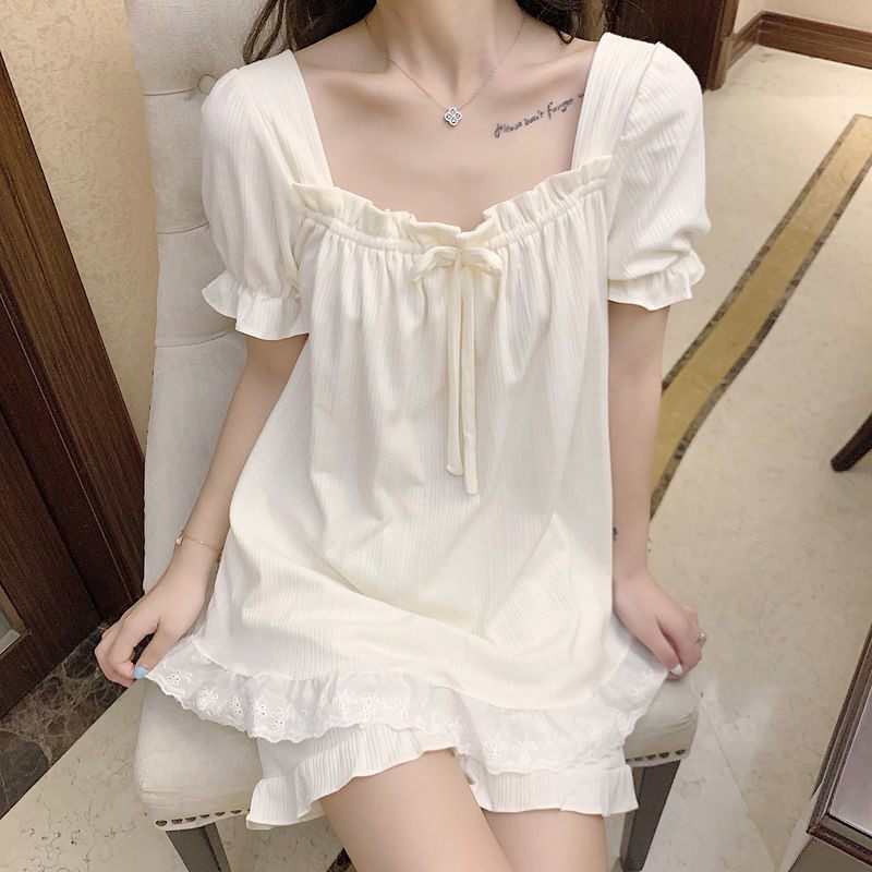 Middle School Students Sleepwear Women 2021 New Summer Cotton Side Short Sleeves Thin Korean version Sweet and cute Spring and Autumn Two sets