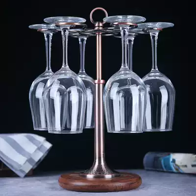 New Chinese light luxury red wine cup holder ornaments creative crystal goblet shelf solid wood wine cabinet decoration shelf