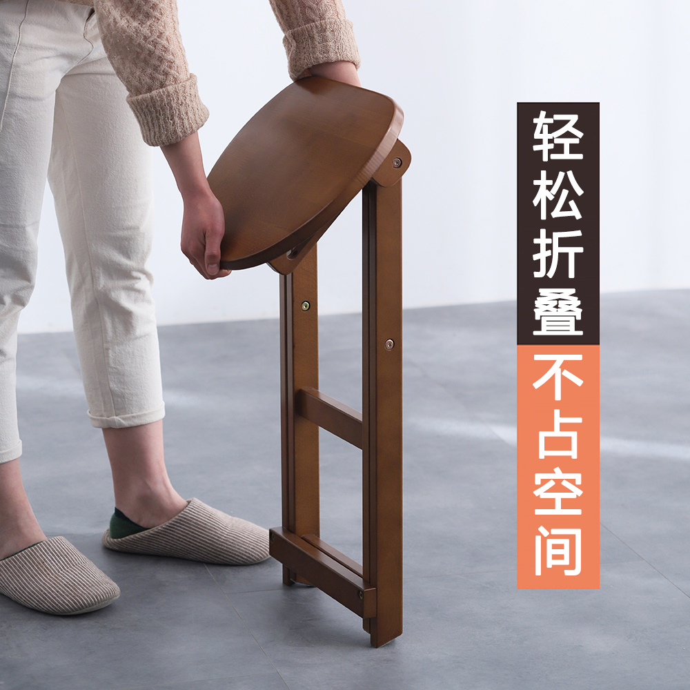 Beech wood folding stool Home small stool save space dining chair portable dining stool kitchen high bench folding chair