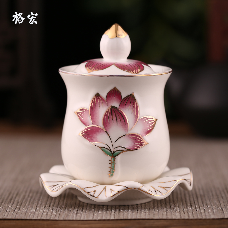 Ge Hong for the cup ceramic lotus Buddha front holy water cup Guanyin water supply cup Buddha with Buddhist hall supplies for the Buddha water purification cup