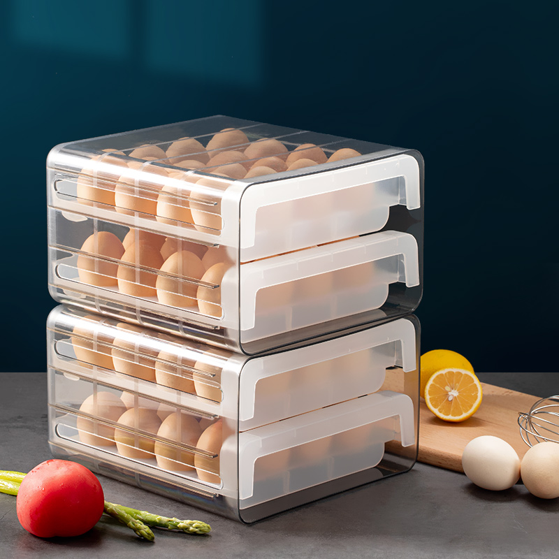 USAMI Japan Egg Box Fridge Refreshing containing box plastic portable 32 Gg double drawer Egg Rack